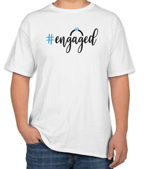 White Cotton "#engaged" T-Shirt | Half Sleeve | Sizes S, M, L
