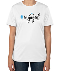 White Cotton "#engaged" T-Shirt | Half Sleeve | Sizes S, M, L
