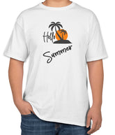 White Cotton "Hello Summer" T-Shirt | Half Sleeve | Sizes S, M, L