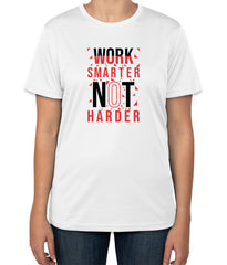 White Cotton T-Shirt with "Work Smarter, Not Harder" Text | Half Sleeve | Sizes S, M, L