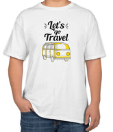 White Cotton T-Shirt with "Let's Go Travel" Text | Half Sleeve | Sizes S, M, L