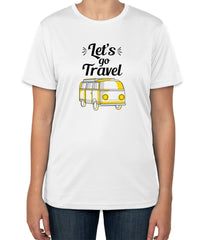 White Cotton T-Shirt with "Let's Go Travel" Text | Half Sleeve | Sizes S, M, L