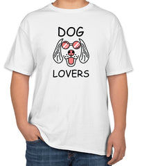 Dog Lovers White Cotton T-Shirt | Cute Dog Face Design | Sizes S, M, L