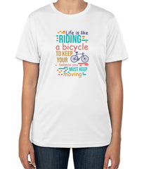 White Cotton T-Shirt | Life Quote & Bike Graphic | Sizes S, M, L