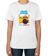 You Are Reason To Smile White Cotton T-Shirt | Camera Graphic | S, M, L