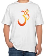 White Cotton T-Shirt with Om Symbol Image for Maha Shivratri | Half Sleeve | Sizes S, M, L