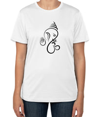 White Cotton T-Shirt with Ganesh Symbol Image for Ganesh Chaturthi | Half Sleeve | Sizes S, M, L