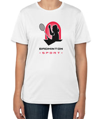 Women's White Cotton T-Shirt | Badminton Sport Text | Sports Day | Sizes S, M, L