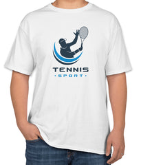 White Cotton T-Shirt with 'Tennis Sport' Text | Sports Day Apparel | Sizes S, M, L