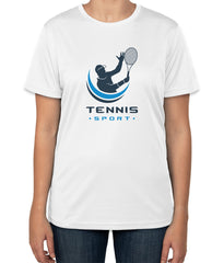 White Cotton T-Shirt with 'Tennis Sport' Text | Sports Day Apparel | Sizes S, M, L