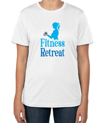 White Cotton "Fitness Retreat" T-Shirt | Half Sleeve | Sizes S, M, L (Girls)