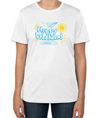 White Cotton "Happy Weekend Loading...." T-Shirt | Half Sleeve | Sizes S, M, L