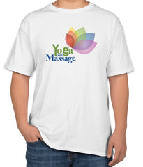 White Cotton "Yoga and Massage" T-Shirt | Half Sleeve | Sizes S, M, L