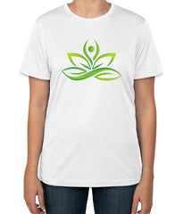 White Cotton T-Shirt with Simple Lotus Yoga | Half Sleeve | Sizes S, M, L