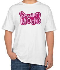White Cotton "Staycation Mode" T-Shirt | Half Sleeve | Sizes S, M, L