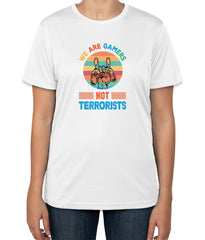 White Cotton "We are Gamers, not Terrorists" T-Shirt | Half Sleeve | Sizes S, M, L