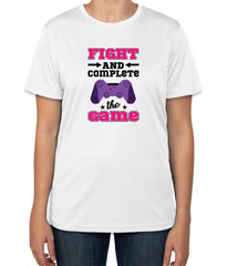 White Cotton "Fight and Complete the Game" T-Shirt | Half Sleeve | Sizes S, M, L
