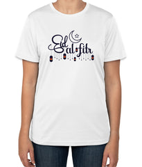 White Cotton T-Shirt with "Eid Al Fitr" Text | Half Sleeve | Sizes S, M, L