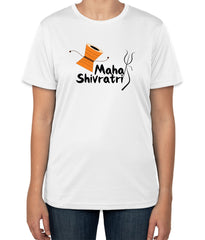White Cotton T-Shirt for Maha Shivaratri | Stylish "Maha Shivaratri" Text | Sizes S, M, L