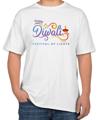 Happy Diwali White Cotton T-Shirt | Sizes S, M, L