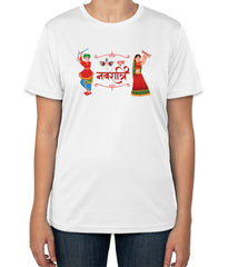 Shubh Navratri White Cotton T-Shirt | Sizes S, M, L
