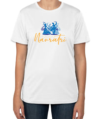 Happy Navratri White Cotton T-Shirt Cheap Price | Sizes S, M, L