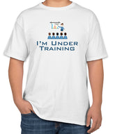 White Cotton T-Shirt with 'I'm Under Training' Text | Sizes S, M, L