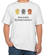 White Cotton T-Shirt with 'Award Ceremony' Text | Sizes S, M, L
