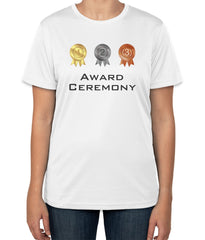 White Cotton T-Shirt with 'Award Ceremony' Text | Sizes S, M, L