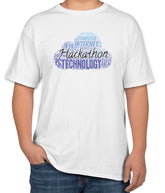 White Cotton T-Shirt with 'Hackathon' Typography | Sizes S, M, L