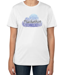 White Cotton T-Shirt with 'Hackathon' Typography | Sizes S, M, L