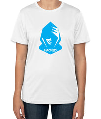 White Cotton T-Shirt with 'Hacked' Text and Hacker Graphic | Sizes S, M, L