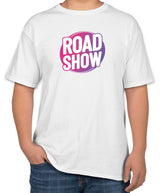 White Cotton T-Shirt for Roadshows with "Roadshow" Text | Sizes S, M, L