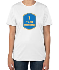 White Cotton T-Shirt for 1 Year Anniversary Celebration | Sizes S, M, L