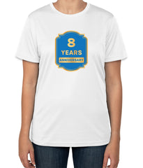 White Cotton T-Shirt for 8 Years Anniversary | Sizes S, M, L