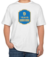 White Cotton T-Shirt for 9 Years Anniversary | Sizes S, M, L