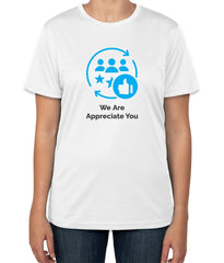White Cotton T-Shirt with text "We Are Appreciate You" for Customer Appreciation | Sizes S, M, L