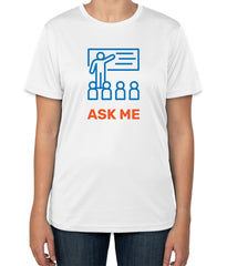 White Cotton T-Shirt with 'Ask Me' Text | Sizes S, M, L