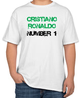 Cristiano Ronaldo Number 1 White Cotton T-Shirt | Sizes S, M, L