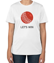 White Cotton T-Shirt with 'Let's Win' Text and Ball Icon | Championship Tee | Sizes S, M, L
