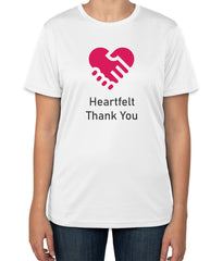 White Cotton T-Shirt with 'Heartfelt Thank You' Text | Supporter Apparel | Sizes S, M, L
