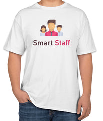 White Cotton T-Shirt with 'Smart Staff' Text | Coach and Staff Apparel | Sizes S, M, L