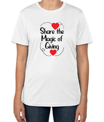 White Cotton T-Shirt | Share the Magic of Giving | Fundraising Apparel | Sizes S, M, L