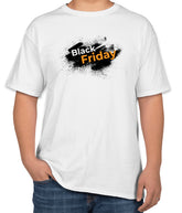White Cotton T-Shirt with 'Black Friday' Text | Seasonal Holiday Apparel | Sizes S, M, L