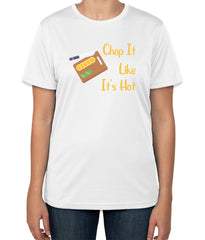White Cotton T-Shirt with 'Chop It Like It’s Hot' | Cooking Classes Apparel | Sizes S, M, L
