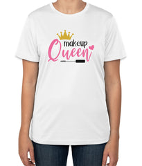 White Cotton "Makeup Queen" T-Shirt | Half Sleeve | Sizes S, M, L
