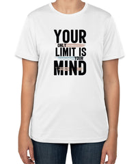 White Cotton T-Shirt with "Your Only Limit Is Your Mind" Text | Half Sleeve | Sizes S, M, L