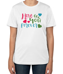 White Cotton T-Shirt with "I Love You Forever" Text | Half Sleeve | Sizes S, M, L