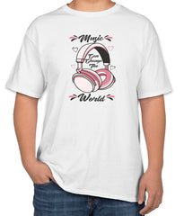 White Cotton T-Shirt with Headphone Design | Sizes S, M, L | Unisex