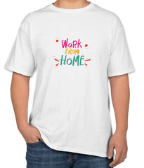 Work From Home White Cotton T-Shirt | Unisex Casual Wear | Sizes S, M, L